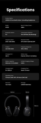 Choice Wireless Bluetooth Headphones 43dB Hybrid Active Noise Cancellation Hi-Res LDAC 75H Spatial Audio Headset Earphones