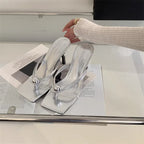 Women High Heels Slippers Designer Heeled Sandals Elegant Shoes Woman Summer 2025 Trend Fashion Fliop Flops Casual Slides Mujer