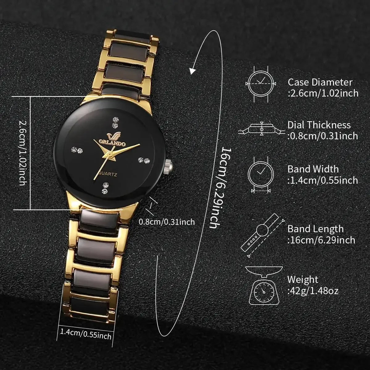 Couple wrist watch set, men's and women's quartz watch with steel strip, couple's watch set