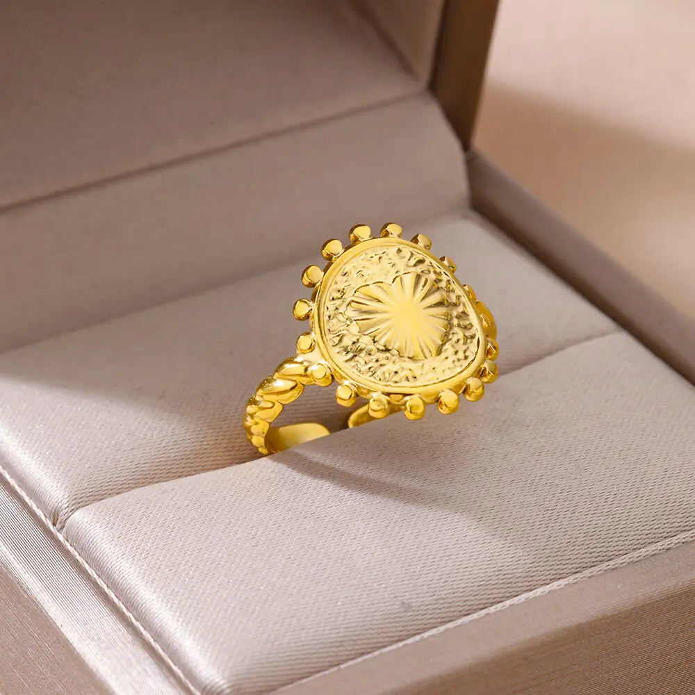 Stainless Steel Rings for Women Adjustable Ring 2024 New in Female Vintage Wedding Aesthetic Jewelry anillos mujer