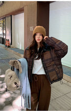 2025 New Korean Winter Women Down Cotton Jacket Parkas Short Cotton Padded Turn Down Collar Ladies Quilted Outerwear