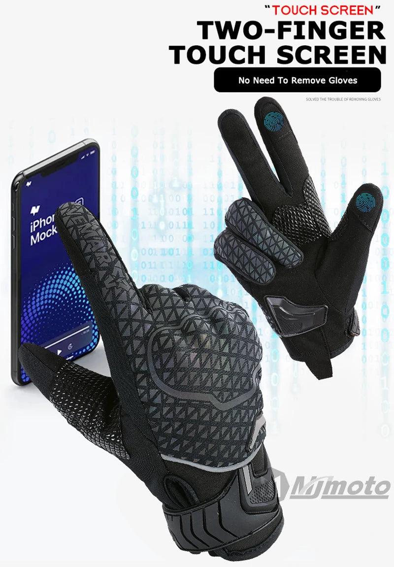Autumn Winter Motorcycle Riding Gloves for Women Men Warm Fall-proof Windproof Moto Glove Colorful Reflective Touchscreen Glove