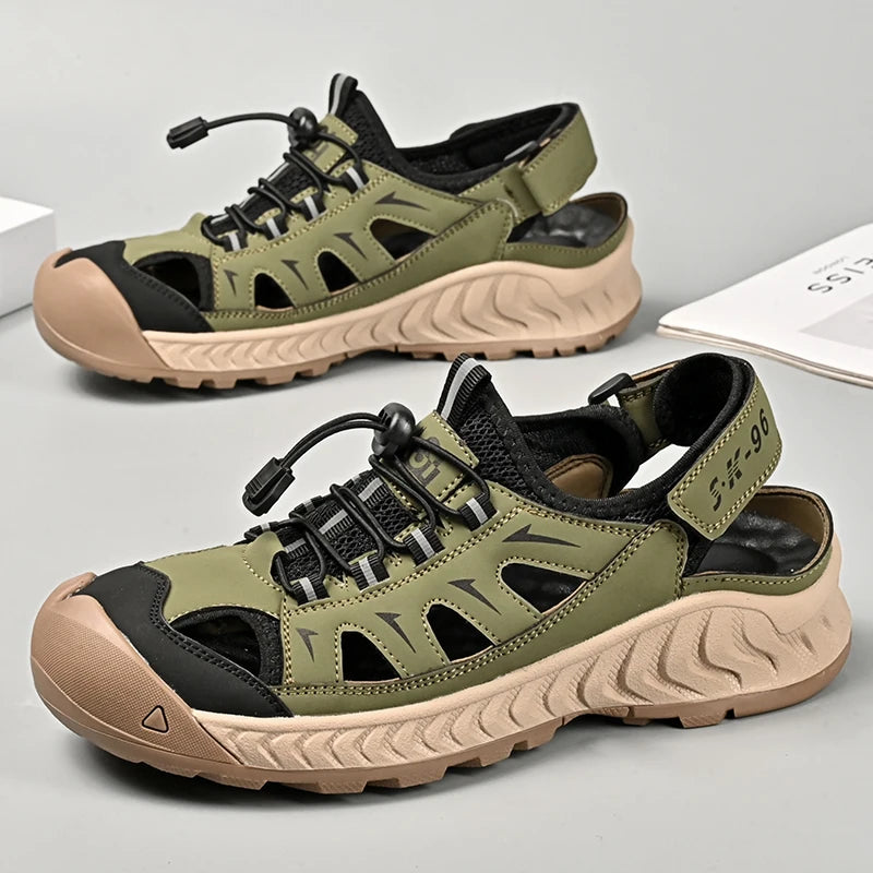 Mens Sandals Hot Sale Summer Outdoor Non-slip Beach Shoes Anti-collision Rubber Wading Shoes Fashion Breathable Male Sneakers