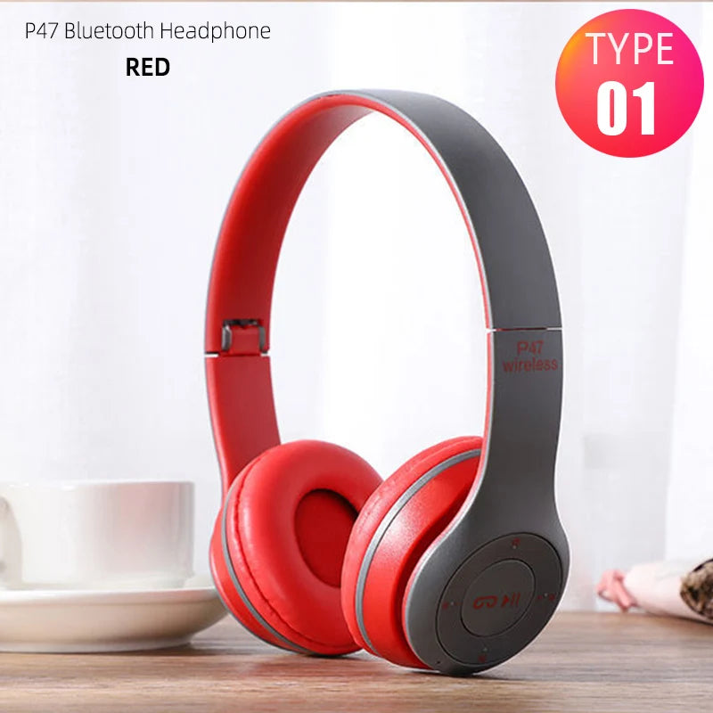 Handsfree Wireless Headphones Noise Canceling Headphone memory Card Earphone P47 headset Bluetooth Head Phone for iPhone Huawei