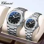 Fashion Couple Watches Men and Women Business Luxury Stainless Steel Quartz Wristwatch Waterproof Luminous Couple Watch Pair Set