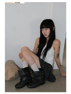 Flats Women Ankle Boots Fashion Designer Punk Boots Winter Woman Chelsea Boots 2025 Trend New Buckle Gladiator Motorcycle Botas