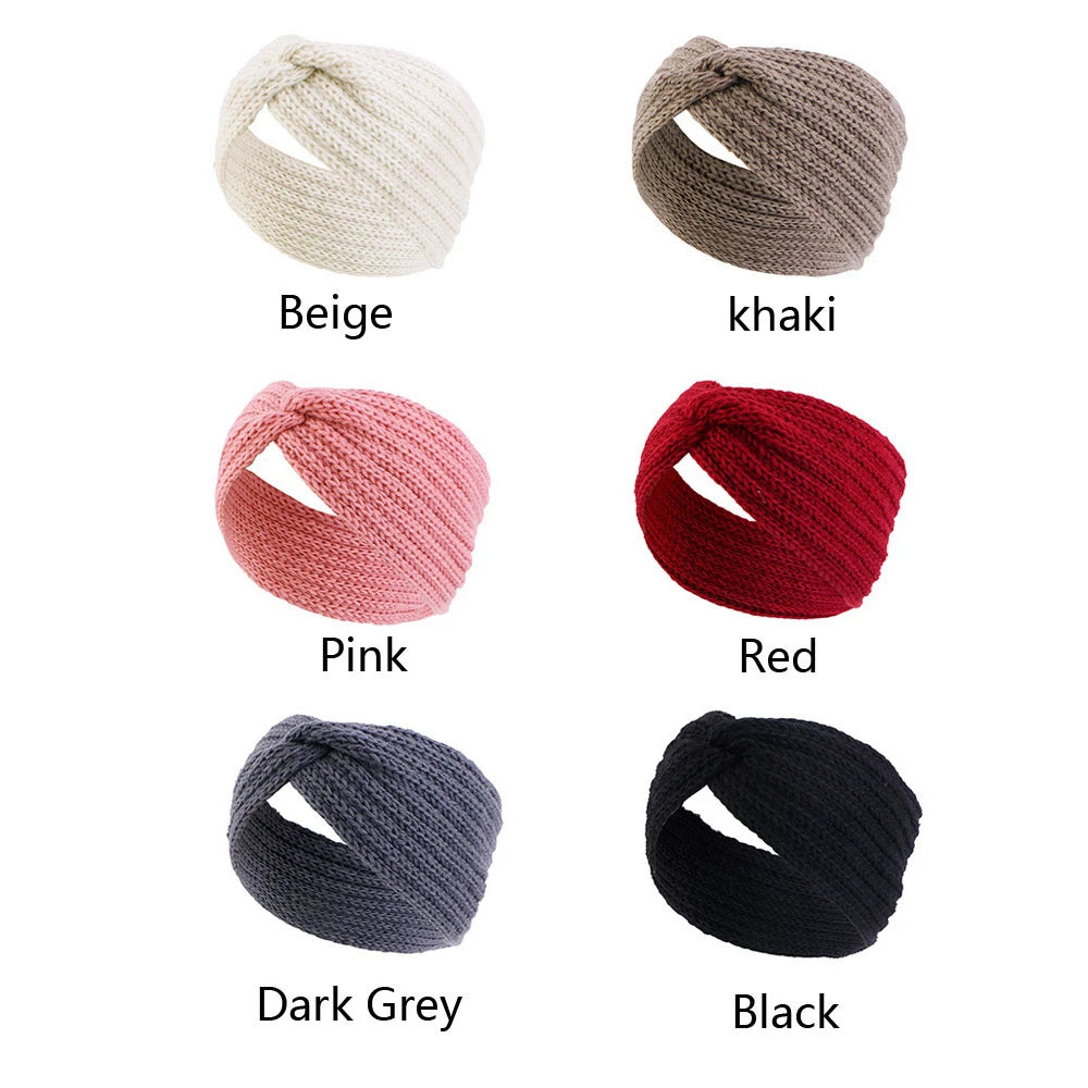 Winter Warm Headband for Women Knot Cross Headbands Wool Knitted Elastic Wide Headband Headwear Girls Hair Band Hair Accessories
