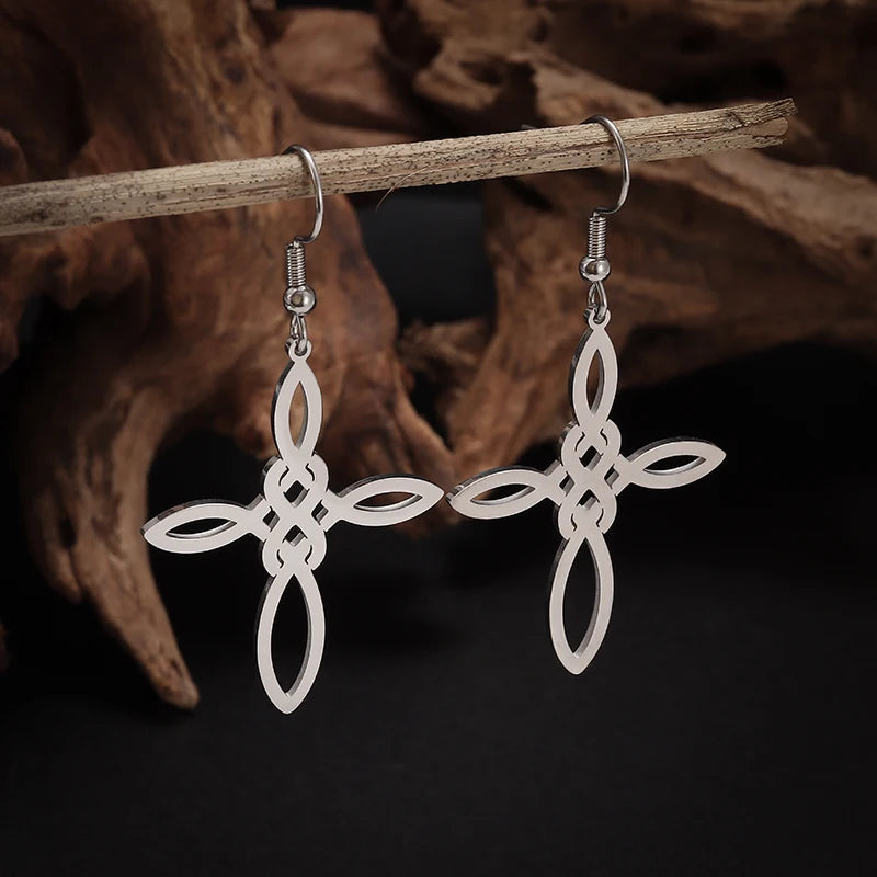 Geometric Heart Shaped Sun Pendant Earrings Stainless Steel Women's Earrings Fashion Charm Hip Hop Trendy Wedding Jewelry