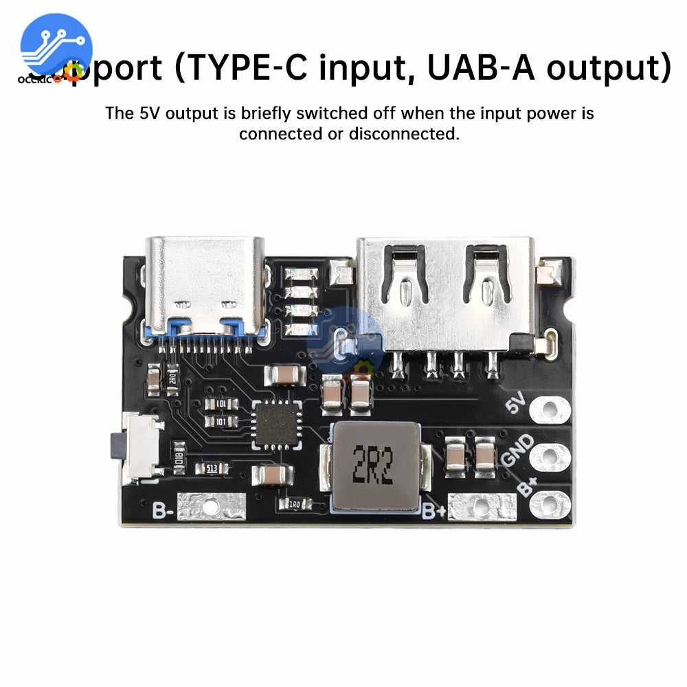 Single Lithium Battery Charger Board TYPE C + USB A 5V 2.4A Charger Discharger Module Supports Charging And Discharging