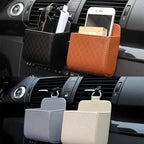 Car Phone Holder Mount Air Vent Hanging Storage Box Car Mobile Phone Bag PU Leather Glasses Organizer Support in Car Accessories