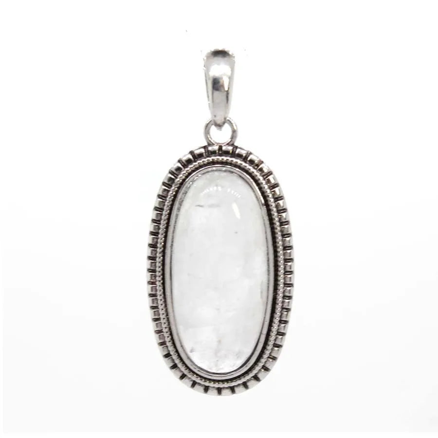 Natural Crystal Oval Stone Pendants For Women Necklace DIY Amethyst Rose Quartz Lapis Lazuli Gemstone Pendant Jewelry No Chain