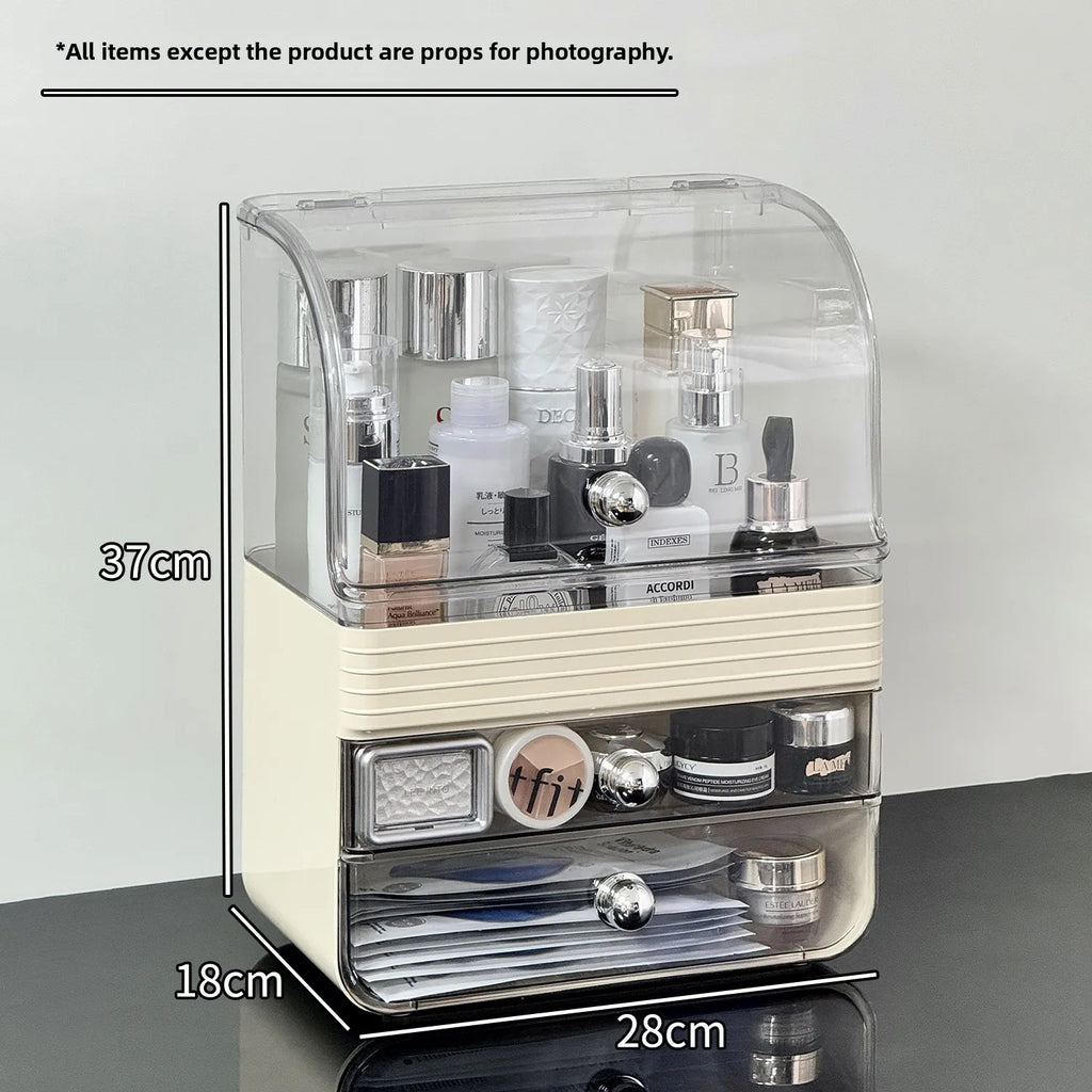 Transparent Cosmetic Storage Box Desktop High-End Dustproof Cover Carents eup Skincare Lipsti Organizer Box