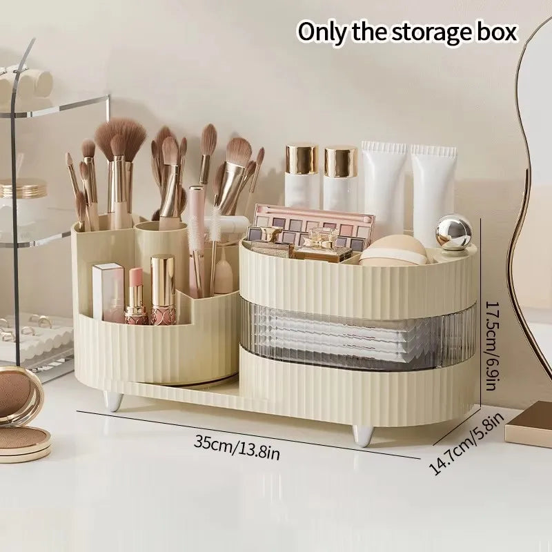 360° Rotating Cosmetic Storage Box Makeup Drawer Organizer Dresser Skincare Products Storage Box Sundries Sorting Container