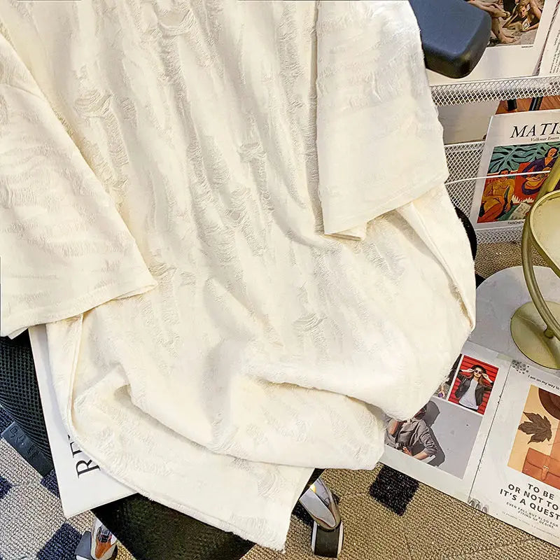 Embroidered Holes Short Sleeve T-Shirt Women Summer New Top