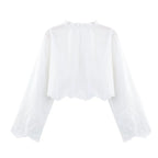 Embroidered Blouse Top Boho Chic Hawaiian Summer Vintage Ruffle Crop Shirts Female Elegant Women's Shirt Tops Woman 2025