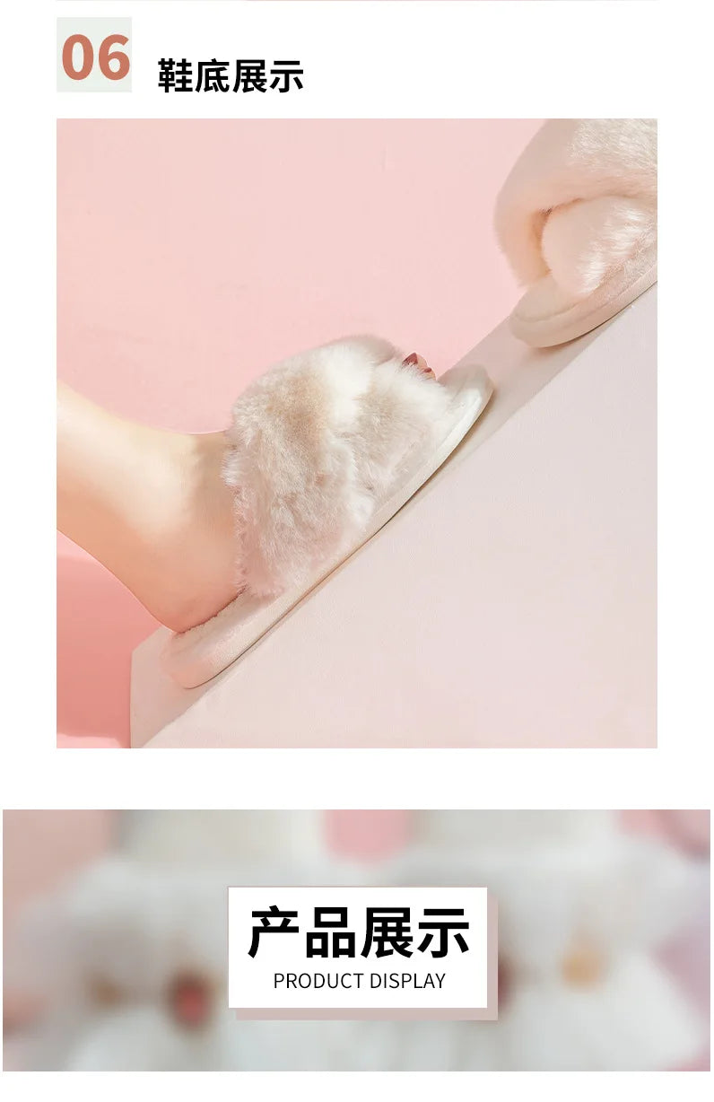 Women Slippers New 2023 Fur Indoor Fashion Woman Shoes Daily Vacation Shoes Ins Style Footwear Size 36-41