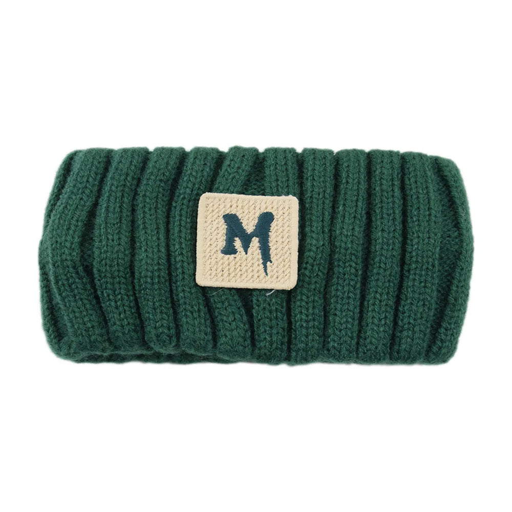 Winter Warm Letter Embroidery Headband For Women Handmade Solid Color Elastic Knitting Wool Turban Bandage Hair Accessories