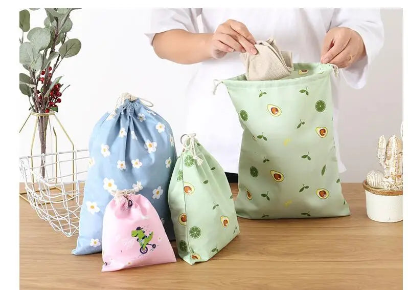 Women Girls Jewelry Lipstick Cosmetic Tote Rope Pouch String Bag Cute Small Large Coin Purse Key Earphone Drawstring Storage Bag