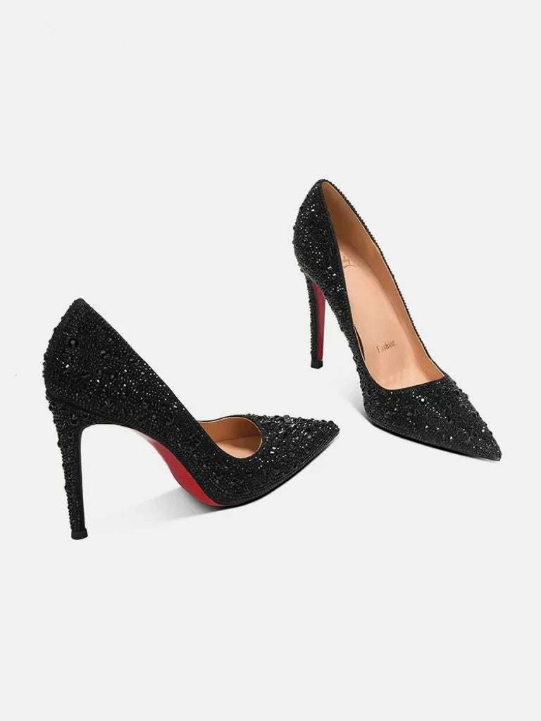 High Heels Women Star Style Sexy Red sole luxury Brand  Woman High Heels Pointed toe glitter Pumps elegant Party Shoes
