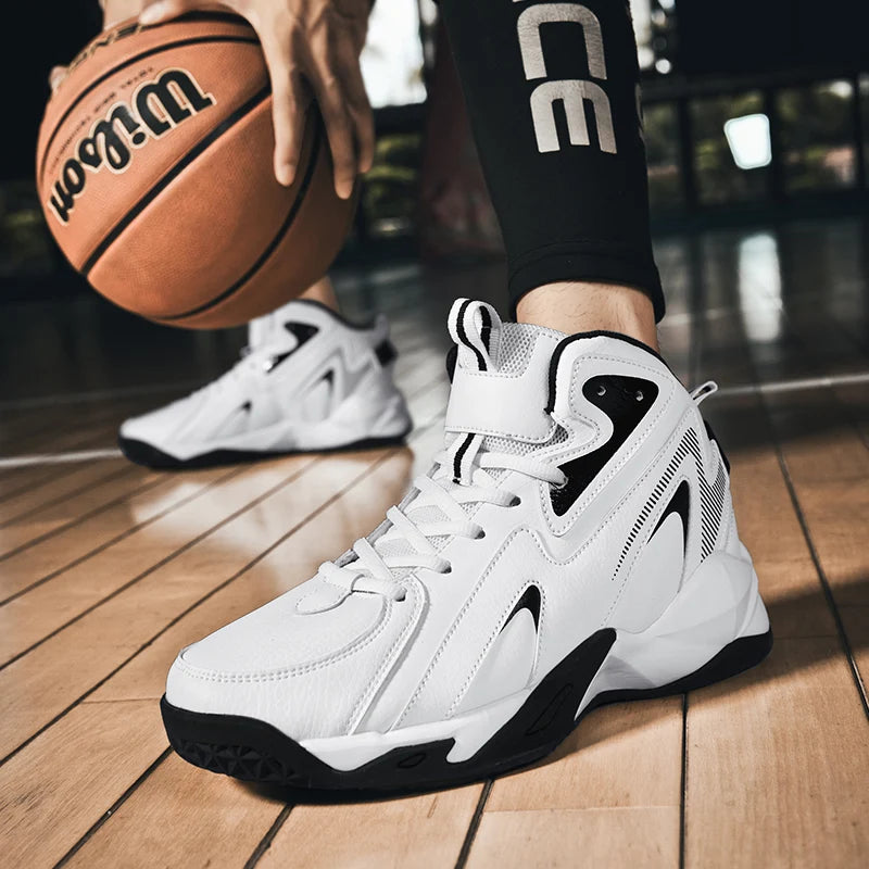 Mens Comfortable Basketball Shoes Outdoor Casual High Top Footwear Fashion Trend Leather Sneaker Oversized 39- 50 Wear Resistant