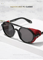 2022 Steampunk Googles Men Retro Punk Round Sunglasses Brand Design Double-bridge Windshield Hiking Driving Shades Eyewear UV400