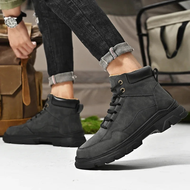 Men's high top shoes for autumn and winter, comfortable and simple design, daily office and outdoor travel shoes