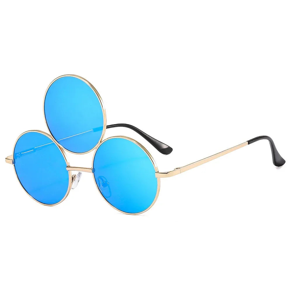 Sunglasses Third Lenses 3 Eyes Round Women Metal Fashion Vintage Sun Glasses For Men Fashion Eyewear Shades UV400