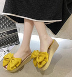 Platform Woman Slippers With Bow Sandals Easy Wears Shoes for Women Vip New Collection Designer Luxury Stylish Slides Wholesale