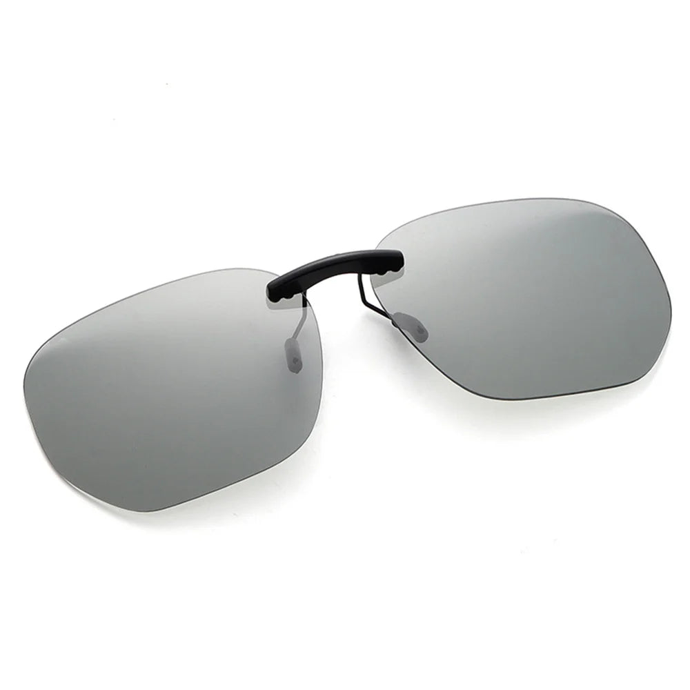 Square Clip On Sunglasses Women Polarized Black Lens UV400 Night Vision Driving Men Goggles Clips Anti Glare Vintage Glasses