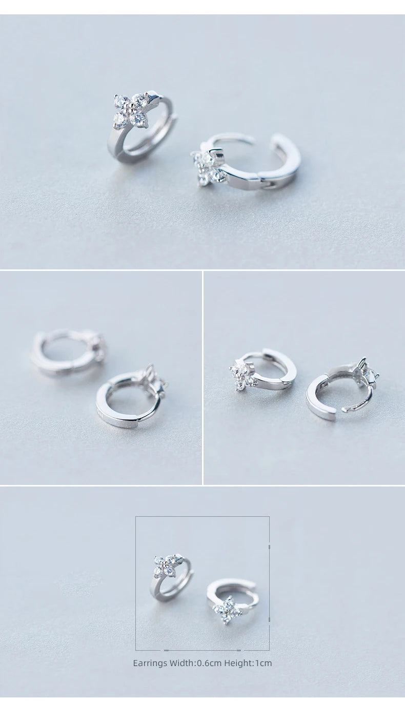 Modian Dazzling Hoop Earrings For Women Flower Cubic Zirconia Round Hoops Ear Fashion 925 Sterling Silver Fashion Jewelry Bijoux