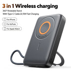 3 in 1 Magnetic Power Bank 22.5W Fast Charging Power Bank 10000mAh Wireless Portable Charger For iPhone 12-16 For AirPods Watch