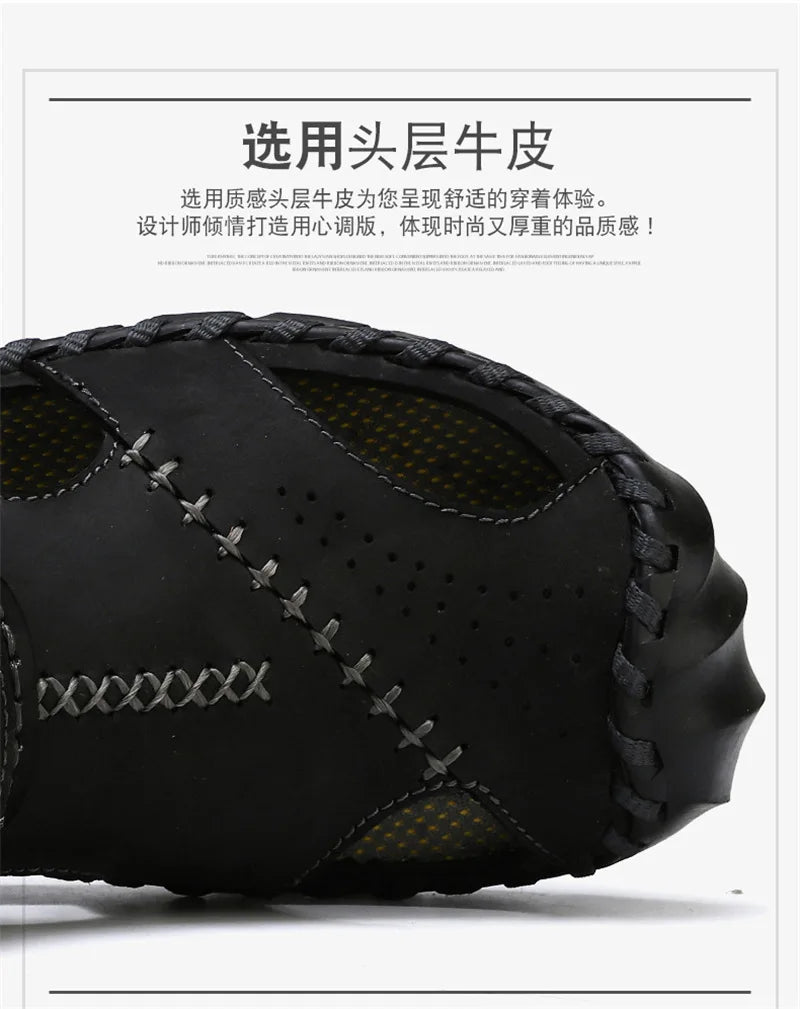 2023 Sandals Summer Men Leather  Classic Men Shoes Slippers Soft Sandals Men Roman Comfortable Outdoor Walking Footwear