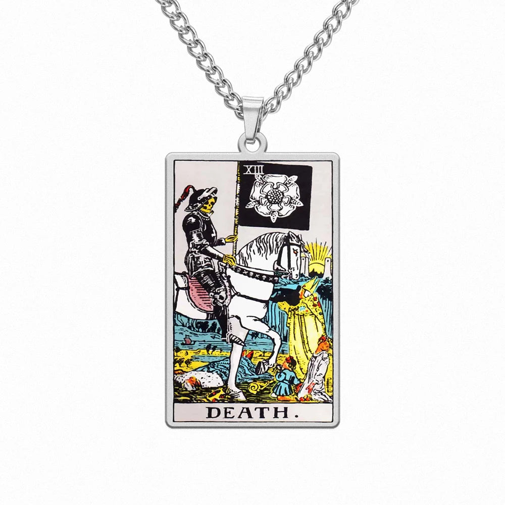 Dawapara 22 Styles Tarot Card Good Luck Amulet Necklace Sun Moon UV Colorful Pendant Stainless Steel Spiritual Jewelry