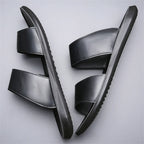 Slippers for Men Luxury Brand Leather Casual Slippers 2025 Summer New Beach Slippers for Men Non Slip Flat Sandals Large Size48