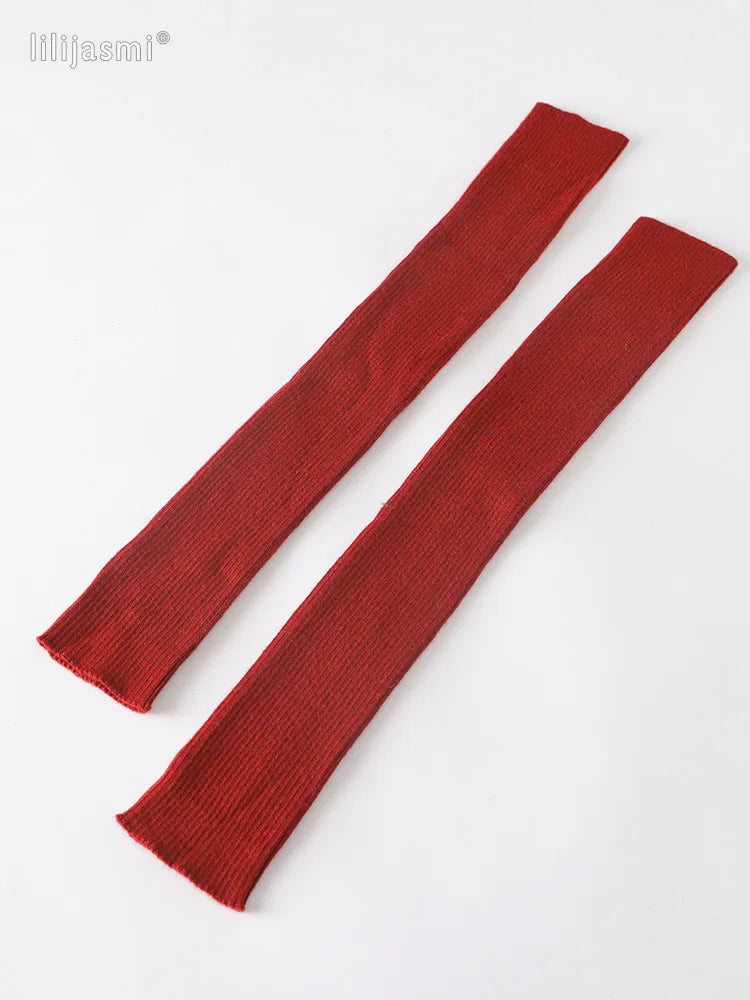 Autumn Winter 40 50 60CM Women's Wool Arm Warmers Knitted Woolen Arm Sleeve Solid Fine Long Knitted Fingerless Gloves Wholesale