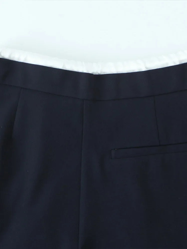 Willshela Women Fashion Solid Lace Up Side Zipper Straight Pants Vintage High Elastic Waist Female Chic Lady Trousers