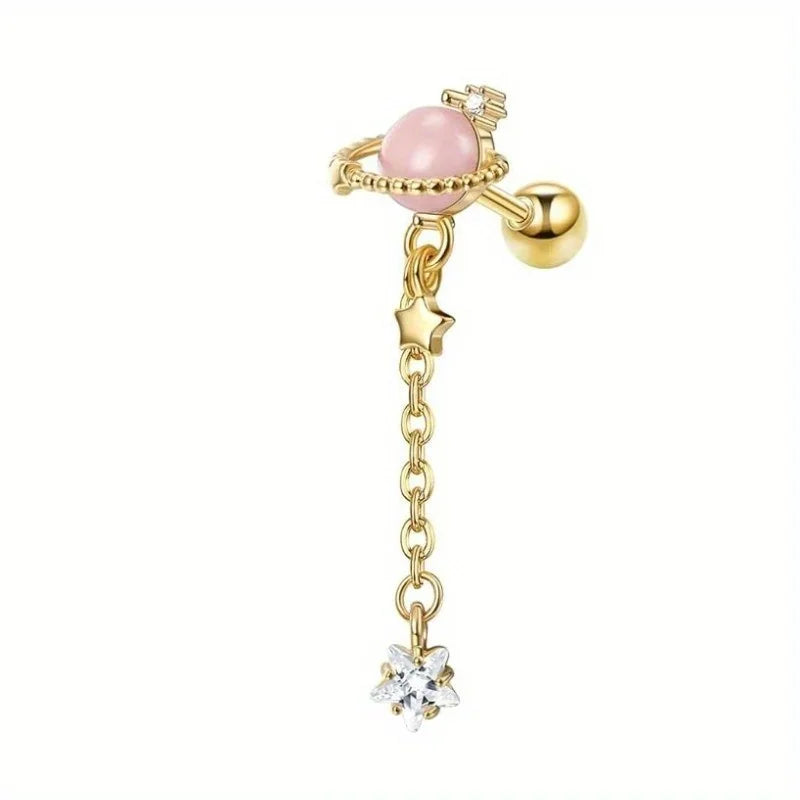 Bobisty 1PC Stainless Steel Cartilage Earring Stud for Women Flower Heart Hypoallergenic Screw Back Earrings Piercing Jewelry