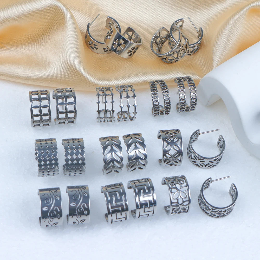 10Pairs/Lot Fashionable Women's Stainless Steel Earrings, Daily Jewelry Accessories Gifted To Friends, Randomly Shipped