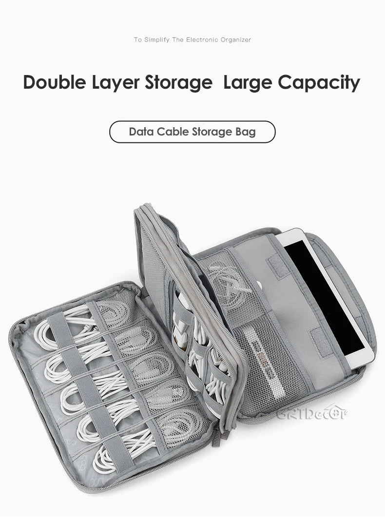 Electronics Protective Storage Bags for Cable Organizer Bag Handheld Tech Pouch for Tablet Phones & Power Banks Organizador Case