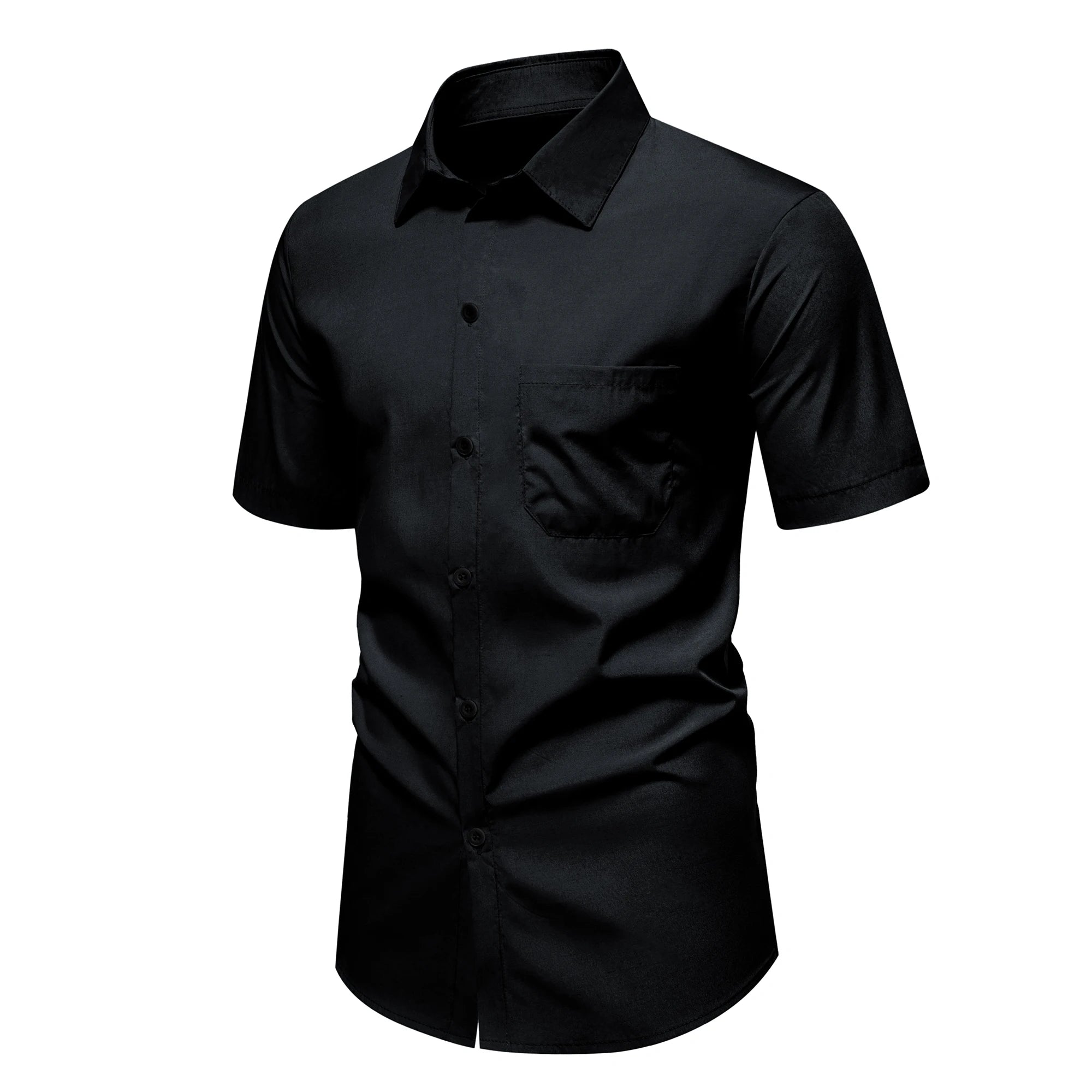 New men's short-sleeved shirt casual solid color with pockets summer men's outdoor fashion comfortable breathable personality