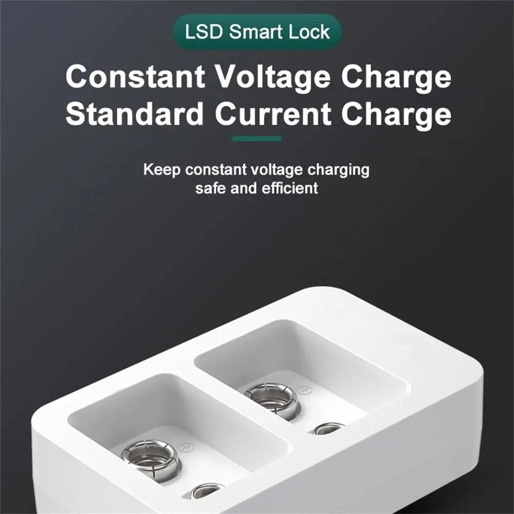 Charger Adapter Lithium Battery Charger 2 Slots Battery Charger USB Charger 9V Battery Charger Rechargeable Batteries Charger