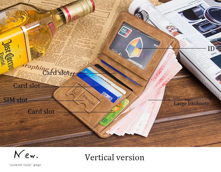 Men's Wallets European and American Retro Wallets Thin Fashion Casual Nubuck Leather Horizontal and Vertical Men's Wallets