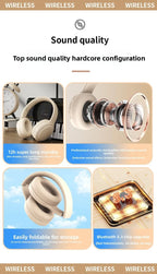 Wireless Bluetooth Headphones Over Ear HIFI Stereo Headsets Noise Reduction Sports Gaming Earphones Music Player with Mic gifts