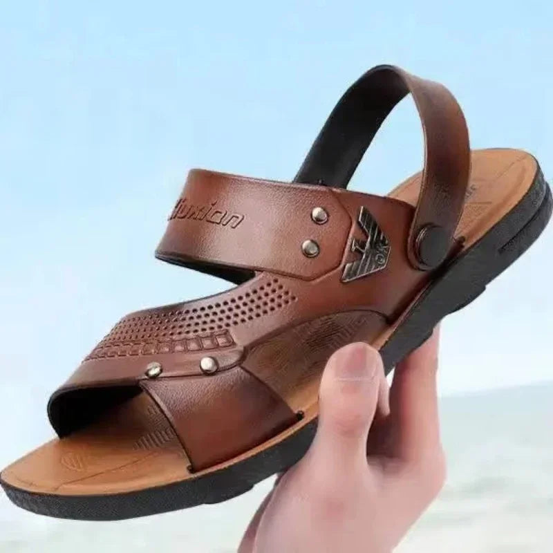 Mens Sandals Summer Outdoor Breathable Casual Sandalias  2025 Non Slip Beach Shoes Formal Office Walking Flats