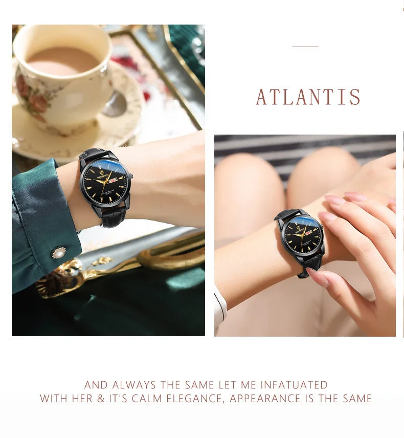 Man Watch Top Luxury Brand Couple Watch For Women Men Waterproof Clock Male Calendar Quartz Wrist Watches Leather Strap Ladies