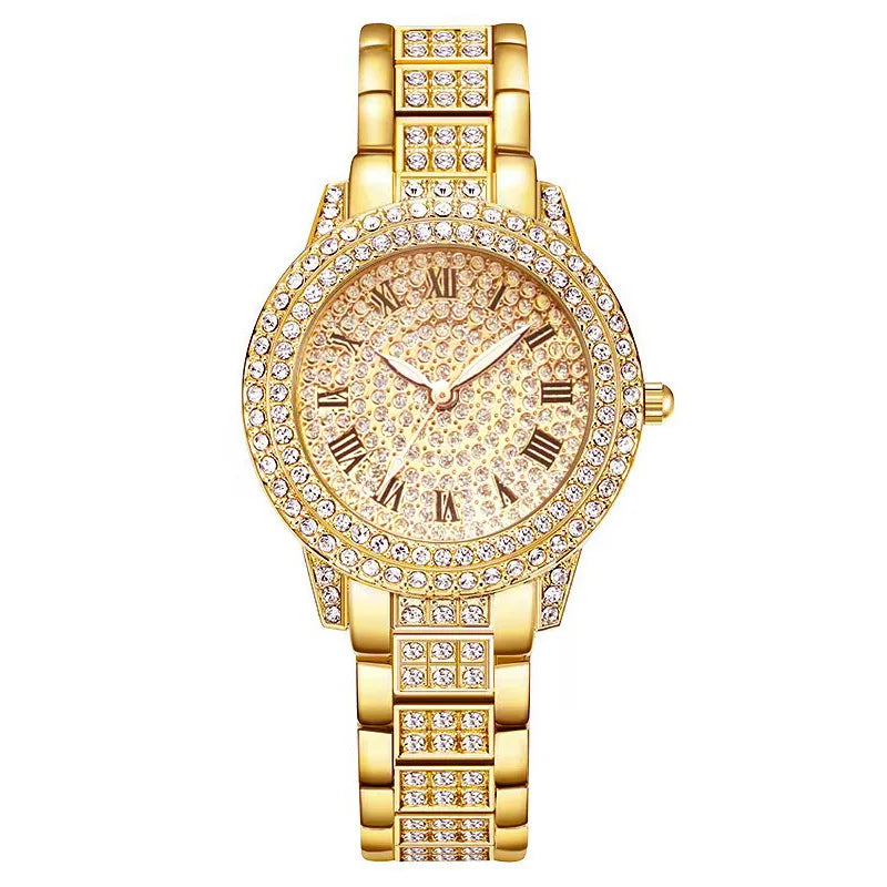 Women's Watches Fashion Original Quartz Wrist Watch for Ladies Roman Dial Dazzling Diamond Waterproof Luminous Luxury New