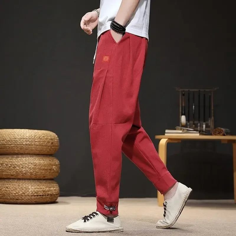 Trousers Skinny Autumn And Winter Plain Male Sports Pants Slim Cropped Men's Sweatpants Tights Aesthetic Hot Aesthetic Hot Loose
