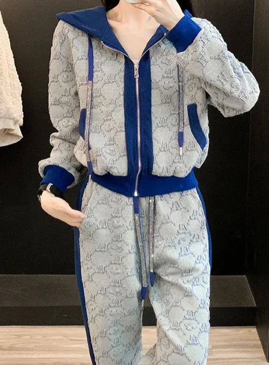 Pant Sets for Women 2 Pieces Tracksuit Spring Autumn Trousers Woman Color Matching Sport Sweatshirt Wholesale Bulk Aesthetic D