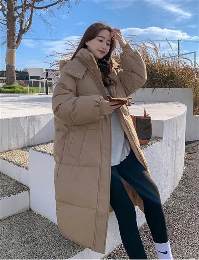 2024 New Winter Autumn Women Jacket White Duck Down Hoodies Puffer Jackets Long Coats Warm Windproof Black White Coats Outwear