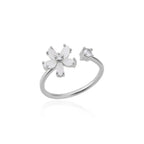 Opal Flower Rings For Women Cubic Zirconia Openning Stainless Steel Flower Ring Wedding Floral Aesthetic Jewelry anillos mujer
